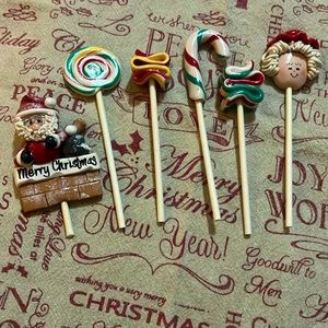 ⚠️ Vintage resin handmade candy Christmas picks